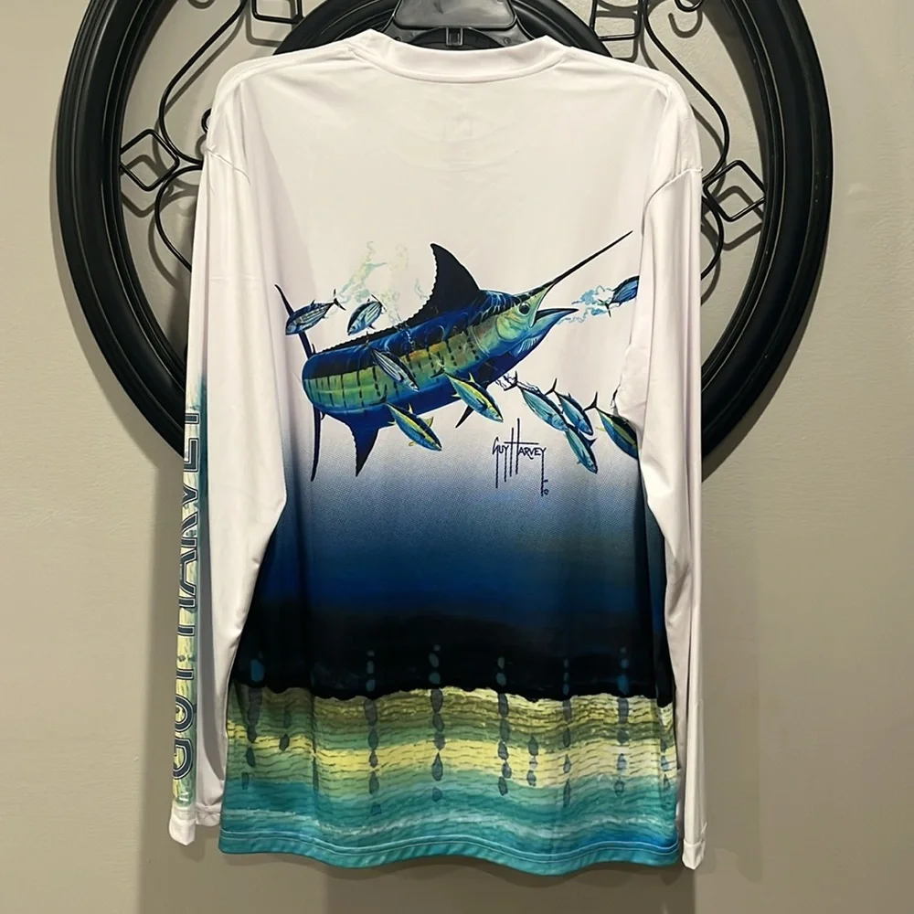 Guy Harvey NWT Men’s Marlin UPF Sun Performance long sleeve shirt size large - Picture 9 of 12